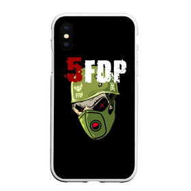 Чехол для iPhone XS Max матовый с принтом FFDP (череп в каске и маске) в Екатеринбурге, Силикон | Область печати: задняя сторона чехла, без боковых панелей | 5fdp | ffdp | five finger death punch | skull | маска | череп