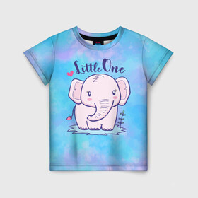 Детская футболка 3D с принтом Маленький слоненок в Екатеринбурге, 100% гипоаллергенный полиэфир | прямой крой, круглый вырез горловины, длина до линии бедер, чуть спущенное плечо, ткань немного тянется | детеныш | милый | ребенок | слон | слоненок | слоник