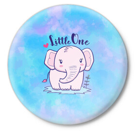 Значок с принтом Маленький слоненок в Екатеринбурге,  металл | круглая форма, металлическая застежка в виде булавки | детеныш | милый | ребенок | слон | слоненок | слоник