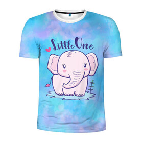 Мужская футболка 3D спортивная с принтом Маленький слоненок в Екатеринбурге, 100% полиэстер с улучшенными характеристиками | приталенный силуэт, круглая горловина, широкие плечи, сужается к линии бедра | детеныш | милый | ребенок | слон | слоненок | слоник