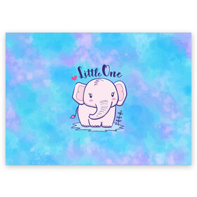 Поздравительная открытка с принтом Маленький слоненок в Екатеринбурге, 100% бумага | плотность бумаги 280 г/м2, матовая, на обратной стороне линовка и место для марки
 | детеныш | милый | ребенок | слон | слоненок | слоник