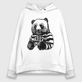 Женское худи Oversize хлопок с принтом Панда вор в Екатеринбурге, френч-терри — 70% хлопок, 30% полиэстер. Мягкий теплый начес внутри —100% хлопок | боковые карманы, эластичные манжеты и нижняя кромка, капюшон на магнитной кнопке | bear | panda | вор | животные | звери | медведь | мишка | панда | панды | преступник | природа