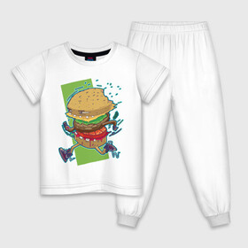 Детская пижама хлопок с принтом Fast Food в Екатеринбурге, 100% хлопок |  брюки и футболка прямого кроя, без карманов, на брюках мягкая резинка на поясе и по низу штанин
 | art | burger | cheese | cutlet | fast food | food | hamburger | salad | sandwich | арт | бургер | бутерброд | гамбургер | еда | котлета | салат | сыр | фаст фуд