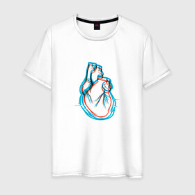 Мужская футболка хлопок с принтом 3D эффект | Биение сердца в Екатеринбурге, 100% хлопок | прямой крой, круглый вырез горловины, длина до линии бедер, слегка спущенное плечо. | 3д | anaglyph | art | blue | cardio | focus | heart | heartbeat | love | real heart | red | анаглиф | арт | глитч | глич | иллюстрация | кардио | кардиограмма | клапаны | красный | любовь | настоящее сердце | рисунок | сердце | синий