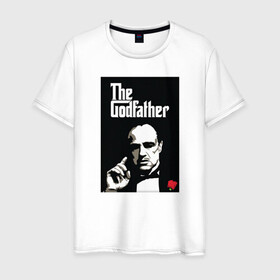 Мужская футболка хлопок с принтом Вито Корлеоне в Екатеринбурге, 100% хлопок | прямой крой, круглый вырез горловины, длина до линии бедер, слегка спущенное плечо. | godfather | кино | крестный отец | фильм