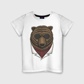 Детская футболка хлопок с принтом Gang Bear в Екатеринбурге, 100% хлопок | круглый вырез горловины, полуприлегающий силуэт, длина до линии бедер | иллюстрация | косолапый | крутой | мафия | мишка