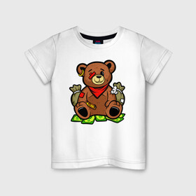 Детская футболка хлопок с принтом Money Bear в Екатеринбурге, 100% хлопок | круглый вырез горловины, полуприлегающий силуэт, длина до линии бедер | богатый | гризли | деньги | иллюстрация | мишка