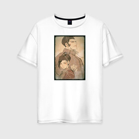 Женская футболка хлопок Oversize с принтом Мутсу и Хёго в Екатеринбурге, 100% хлопок | свободный крой, круглый ворот, спущенный рукав, длина до линии бедер
 | demon | dororo | hyakkimaru | аниме | дайго | дороро | ронин | хяккимару