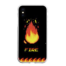 Чехол для iPhone XS Max матовый с принтом FIRE в Екатеринбурге, Силикон | Область печати: задняя сторона чехла, без боковых панелей | fire | pixel art | арт | огонь | пиксель