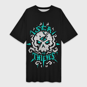 Платье-футболка 3D с принтом Пиратское море в Екатеринбурге,  |  | game | games | pirate | sea of thieves | sot | игра | игры | корабли | корабль | кракен | майкрософт | море | море воров | моря | пираты