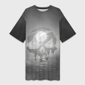 Платье-футболка 3D с принтом Пираты в море в Екатеринбурге,  |  | game | games | pirate | sea of thieves | sot | игра | игры | корабли | корабль | кракен | майкрософт | море | море воров | моря | пираты