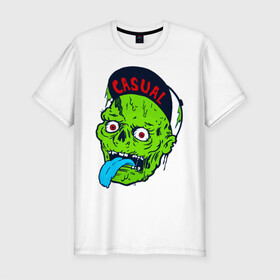 Мужская футболка хлопок Slim с принтом Zombie casual в Екатеринбурге, 92% хлопок, 8% лайкра | приталенный силуэт, круглый вырез ворота, длина до линии бедра, короткий рукав | bmx | зомби | скейтер | урбан