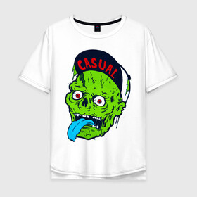 Мужская футболка хлопок Oversize с принтом Zombie casual в Екатеринбурге, 100% хлопок | свободный крой, круглый ворот, “спинка” длиннее передней части | bmx | зомби | скейтер | урбан