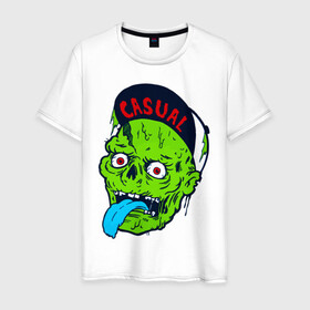 Мужская футболка хлопок с принтом Zombie casual в Екатеринбурге, 100% хлопок | прямой крой, круглый вырез горловины, длина до линии бедер, слегка спущенное плечо. | bmx | зомби | скейтер | урбан