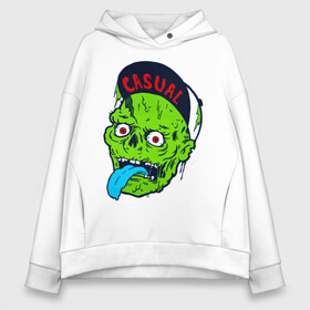 Женское худи Oversize хлопок с принтом Zombie casual в Екатеринбурге, френч-терри — 70% хлопок, 30% полиэстер. Мягкий теплый начес внутри —100% хлопок | боковые карманы, эластичные манжеты и нижняя кромка, капюшон на магнитной кнопке | Тематика изображения на принте: bmx | зомби | скейтер | урбан