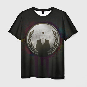Мужская футболка 3D с принтом anonymous в Екатеринбурге, 100% полиэфир | прямой крой, круглый вырез горловины, длина до линии бедер | anonymous | анонимус | хакер | хакеры