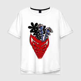 Мужская футболка хлопок Oversize с принтом Цветок 3 в Екатеринбурге, 100% хлопок | свободный крой, круглый ворот, “спинка” длиннее передней части | абстракция | глаз | губы | цветы