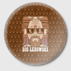 Значок с принтом The Big Lebowski в Екатеринбурге,  металл | круглая форма, металлическая застежка в виде булавки | Тематика изображения на принте: donny | dude | jeff bridges | the big lebowski | walter sobchak | большой лебовский | боулинг | вальтер собчак | джефф бриджес | донни | заяц | кегли | кролик | фильм | чувак