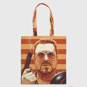 Шоппер 3D с принтом Walter Sobchak в Екатеринбурге, 100% полиэстер | Плотность: 200 г/м2; Размер: 34×35 см; Высота лямок: 30 см | dude | jeff bridges | the big lebowski | walter sobchak | большой лебовский | боулинг | вальтер собчак | джефф бриджес | пистолет | фильм | чувак | шар