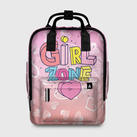 Женский рюкзак 3D с принтом Girl Zone только для девушек в Екатеринбурге, 100% полиэстер | лямки с регулируемой длиной, сверху ручки, чтобы рюкзак нести как сумку. Основное отделение закрывается на молнию, как и внешний карман. Внутри два дополнительных кармана, один из которых закрывается на молнию. По бокам два дополнительных кармашка, куда поместится маленькая бутылочка
 | Тематика изображения на принте: girl | girl zone | девочка | девушка | девушке | девушки рулят | зона девушек | только для девушек