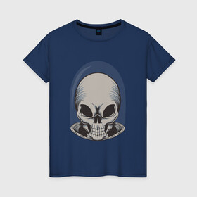 Женская футболка хлопок с принтом Череп инопланетянина в Екатеринбурге, 100% хлопок | прямой крой, круглый вырез горловины, длина до линии бедер, слегка спущенное плечо | skull | балончики | в кепке | граффити | скелет | урбан | хип хоп | хипстер | череп | черепушка