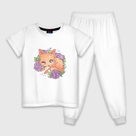 Детская пижама хлопок с принтом Японская кавайная лисичка в Екатеринбурге, 100% хлопок |  брюки и футболка прямого кроя, без карманов, на брюках мягкая резинка на поясе и по низу штанин
 | anime | art | cute | cute fox | fox | foxy | japan | japanese | kanji | kawaii | manga | алфавит | аниме | арт | букет роз | в японском стиле | кандзи | лиса | лисёнок | манга | милая лисичка | милота | розы | смех | цветы | японские буквы | яп
