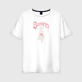 Женская футболка хлопок Oversize с принтом SCREAM в Екатеринбурге, 100% хлопок | свободный крой, круглый ворот, спущенный рукав, длина до линии бедер
 | ice cream | scream | ван гог | искусство | крик | мороженное | прикол | ужас