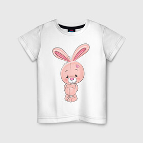 Детская футболка хлопок с принтом Милый кролик в Екатеринбурге, 100% хлопок | круглый вырез горловины, полуприлегающий силуэт, длина до линии бедер | банни | заяц | иллюстрация | кролик | милаха