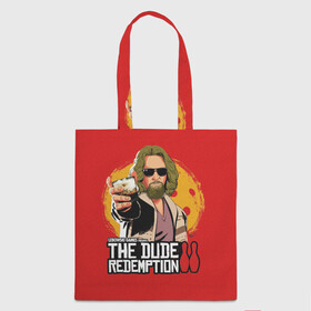 Шоппер 3D с принтом The dude redemption в Екатеринбурге, 100% полиэстер | Плотность: 200 г/м2; Размер: 34×35 см; Высота лямок: 30 см | dude | jeff bridges | the big lebowski | the dude redemption | большой лебовский | боулинг | джефф бриджес | кегли | коктейль | фильм | чувак | шар