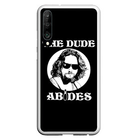 Чехол для Honor P30 с принтом The dude ABIDES в Екатеринбурге, Силикон | Область печати: задняя сторона чехла, без боковых панелей | Тематика изображения на принте: dude | jeff bridges | the big lebowski | the dude abides | большой лебовский | джефф бриджес | фильм | чувак