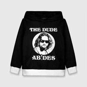 Детская толстовка 3D с принтом The dude ABIDES в Екатеринбурге, 100% полиэстер | двухслойный капюшон со шнурком для регулировки, мягкие манжеты на рукавах и по низу толстовки, спереди карман-кенгуру с мягким внутренним слоем | dude | jeff bridges | the big lebowski | the dude abides | большой лебовский | джефф бриджес | фильм | чувак