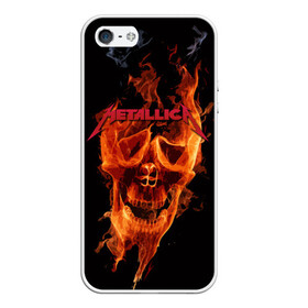 Чехол для iPhone 5/5S матовый с принтом Metallica Flame в Екатеринбурге, Силикон | Область печати: задняя сторона чехла, без боковых панелей | american | james hetfield | kirk hammett | metal band | metallica | music | mystic | rock | американская | джеймс хетфилд | металлика | музыка | рок | скилет | череп