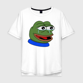 Мужская футболка хлопок Oversize с принтом Лягушонок Пепе в Екатеринбурге, 100% хлопок | свободный крой, круглый ворот, “спинка” длиннее передней части | pepe | лягушонок | пепа | пепе