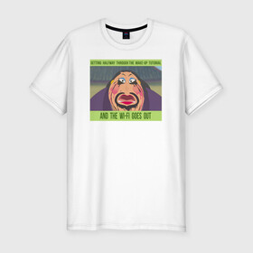 Мужская футболка хлопок Slim с принтом Wi-Fi goes out в Екатеринбурге, 92% хлопок, 8% лайкра | приталенный силуэт, круглый вырез ворота, длина до линии бедра, короткий рукав | disney | mulan | vdkarsvet | дисней | мем | мемы | мулан