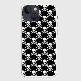 Чехол для iPhone 13 mini с принтом Череп и Кости в Екатеринбурге,  |  | skull | zombie | адамова голова | зомби | кладбище | мертвец | могила | мумия | навь | пират | скелет | ужас | череп | череп и кости | черепок | черепушка