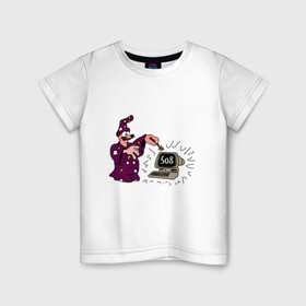 Детская футболка хлопок с принтом Admin Wizard в Екатеринбурге, 100% хлопок | круглый вырез горловины, полуприлегающий силуэт, длина до линии бедер | admin | it | sysadmin | wizard | админ | айти | волшебник | маг | пк