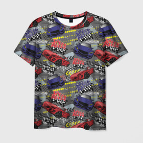 Мужская футболка 3D с принтом Гоночная машина в Екатеринбурге, 100% полиэфир | прямой крой, круглый вырез горловины, длина до линии бедер | авто | автолюбитель | автомобили | гонки | гоночная | машина | старт | финиш