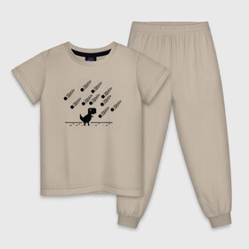 Детская пижама хлопок с принтом Гугл дино в Екатеринбурге, 100% хлопок |  брюки и футболка прямого кроя, без карманов, на брюках мягкая резинка на поясе и по низу штанин
 | Тематика изображения на принте: гугл | динозавр | испуганный | метеориты | хром