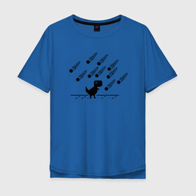 Мужская футболка хлопок Oversize с принтом Гугл дино в Екатеринбурге, 100% хлопок | свободный крой, круглый ворот, “спинка” длиннее передней части | гугл | динозавр | испуганный | метеориты | хром