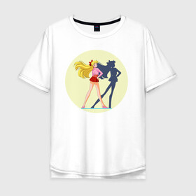 Мужская футболка хлопок Oversize с принтом Сейлор Мун в Екатеринбурге, 100% хлопок | свободный крой, круглый ворот, “спинка” длиннее передней части | japan | воительница | волшебница | девушка | школьница