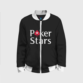 Детский бомбер 3D с принтом Poker Stars в Екатеринбурге, 100% полиэстер | застегивается на молнию, по бокам два кармана без застежек, мягкие манжеты, по низу бомбера и на воротнике — эластичная резинка | Тематика изображения на принте: 777 | cards | casino | chips | flash | fortune | game | joker | luck | omaha | poker | roulette | straight | texas holdem | tournament | азарт | джокер | игра | казино | карты | омаха | покер | рулетка | стрит | техасский холдэм | турнир | удача | фишки |