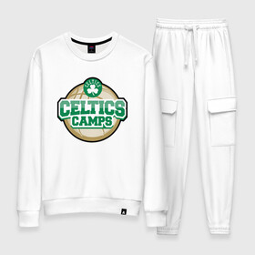 Женский костюм хлопок с принтом Celtics Camps в Екатеринбурге, 100% хлопок | на свитшоте круглая горловина, мягкая резинка по низу. Брюки заужены к низу, на них два вида карманов: два 