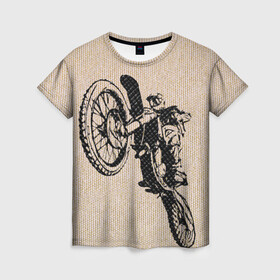 Женская футболка 3D с принтом Эндуро Кросс в Екатеринбурге, 100% полиэфир ( синтетическое хлопкоподобное полотно) | прямой крой, круглый вырез горловины, длина до линии бедер | байк | байкер | мото | мото кросс | мотокрос | мотоцикл | питбайк