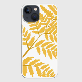 Чехол для iPhone 13 mini с принтом Жёлтый папоротник в Екатеринбурге,  |  | ветка | желтый | лес | листик | папоротник | природа | растение