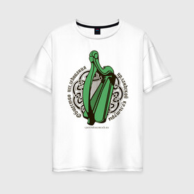 Женская футболка хлопок Oversize с принтом Ирландская культура в Екатеринбурге, 100% хлопок | свободный крой, круглый ворот, спущенный рукав, длина до линии бедер
 | belfast | арфа | белфаст | ирландия | культура