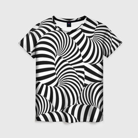 Женская футболка 3D с принтом Гипнотическая абстракция в Екатеринбурге, 100% полиэфир ( синтетическое хлопкоподобное полотно) | прямой крой, круглый вырез горловины, длина до линии бедер | abstraction | background | hypnosis | hypnotic abstraction | stripes | texture | zebra | абстракция | гипноз | гипнотическая абстракция | зебра | полоски | текстура | фон