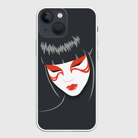 Чехол для iPhone 13 mini с принтом Японка в Екатеринбурге,  |  | девушка | лицо | портрет | философия | япония | японка