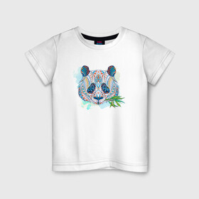 Детская футболка хлопок с принтом Голова панды в Екатеринбурге, 100% хлопок | круглый вырез горловины, полуприлегающий силуэт, длина до линии бедер | panda | животное | медведи | медведь | панда | панды