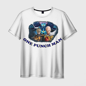 Мужская футболка 3D с принтом ВанПачМен в Екатеринбурге, 100% полиэфир | прямой крой, круглый вырез горловины, длина до линии бедер | one punch man | аниме | в топе | в тренде | ван пач мен