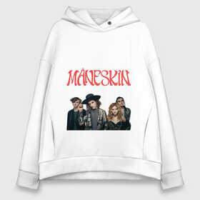 Женское худи Oversize хлопок с принтом логотип maneskin в Екатеринбурге, френч-терри — 70% хлопок, 30% полиэстер. Мягкий теплый начес внутри —100% хлопок | боковые карманы, эластичные манжеты и нижняя кромка, капюшон на магнитной кнопке | евровидение 2021 | логотип | лунный | манескин | рок | свет